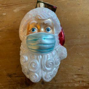 Sparkly Santa Claus in Face Mask- Covid Quarantine Pandemic Christmas ornament